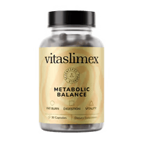 VitaSlimex Metabolic Balance – Dose mit goldfarbenem Etikett und schwarzem Deckel